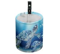 DELORIGIN Ocean Turtle Car Trash Can Waterproof Car Garbage Can Car Seat Back Hanging Trash Bag Portable Camping Garbage Bin Storage Bag Collapsible Trash Container for Car (5.9" W,7.2" H)