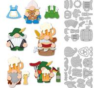 DELORIGIN Oktoberfest Gnome Cutting Dies Autumn Card Making Die Stencil Scrapbooking Embossing Carbon Steel Template Dies for Greeting Cards Craft Album Thanksgiving Halloween Invitation Decor