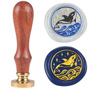 DELORIGIN Orca Wax Seal Stamp Embossed Stamp Sealing Removable 1" Sea Animals Novelty Brass Wax Seal Stamp Head Sealing Wax for Invitations Envelopes Gift Packing Craft Adhesive Waxing