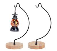 DELORIGIN Ornament Metal Display Stand Air Plant Flower Pot Holder with Wood Base and Screw Moon Iron Bracket Glass Vase Hanging Holder for Glass Globe Witch Ball Terrarium Home Wedding Decor
