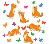 DELORIGIN Overlay Cat Pounces on Butterfly Cutting Dies Card Making Die Cut Carbon Steel Die Cuts Stencils Blessing Card Scrapbooking Embossing Template Dies for Birthday Greeting Card Album Decor