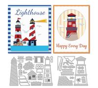 DELORIGIN Overlay Lighthouse Cutting Dies, Carbon Steel Die Cuts Stencils Nautical Seagull Embossing Scrapbooking Template for Card Making Greeting Invitation Travel Album Gift Decor