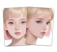 DELORIGIN Pack of 2 Face Painting Exercise Board, A4 Reusable Exercise Boards for Make-Up Colours, Face Painting, Exercise Template, Make Up Tool (Woman with Straight Pony)