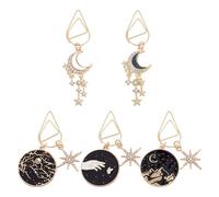DELORIGIN Pack of 5 Moon Star Acotar Bookmarks Alloy Pendant Paper Clip Bookmark Fantasy Book Accessories Acotar Reading Lovers Gifts for Book Friends Students