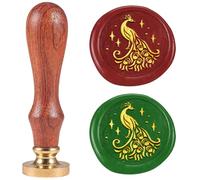 DELORIGIN Peacock Wax Seal Stamp Animals Wax Stamps 25mm Removable Brass Sealing Stamp Head With Wooden Handle Retro Wax Sealing Stamp for Gift Wrap Envelopes Greeting Cards Decoration