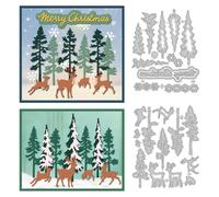 DELORIGIN Pine Trees Cutting Dies Forest Deer Card Making Die Stencil Carbon Steel Die Cuts Scrapbooking Embossing Template for Christmas Greeting Cards Craft Album Party Invitation Envelope Decor