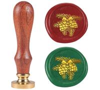 DELORIGIN Pinecone Wax Seal Stamp 0.98" Removable Brass Seal Head with Wooden Handle Vintage Embossed Letter Sealing Wax Stamp for Invitations Party Envelope Festival Gift Packag Decorate
