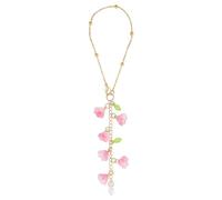 DELORIGIN Pink Lily of The Valley Flower Car Hanging Ornament Sun Catcher Rearview Mirror Charm with Glass Pendant Cute Ornament Gift Hanging Accessories for Bag Window Car Mirror Garden
