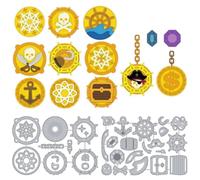 DELORIGIN Pirates Cutting Dies Gold Piece Card Making Die Magic Stacking Stencil Carbon Steel Die Cuts Card Scrapbooking Embossing Template Dies for Birthday Wedding Paper Craft Album Invitation Decor
