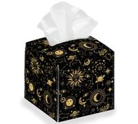 DELORIGIN Planets Divination Astrology Tissue Box Holder Leather Square Foldable Facial Paper Decorative Tissue Box Cover Paper Towel Case Container Organizer for Tabletop Bathroom Home Car Office