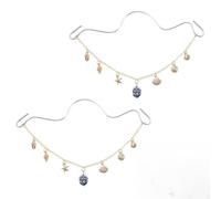 DELORIGIN Porcelain Car Hanging Ornament Shells Starfish Car Interior Mirror Accessories Boho Dangling Car Pendant Charm with Aluminum Wire and Brass Chain for Rear View Mirror Window Balcony Decor