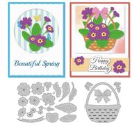 DELORIGIN Primrose Blossom Flower Cutting Dies Card Making Die Stencil Flower Basket Metal Card Die Cuts Scrapbooking Embossing Template Dies for Greeting Cards Craft Paper Album Invitation Decor
