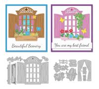 DELORIGIN Provencal Window Die Cuts, Carbon Steel Lavender Vines Die Cuts Cutting Dies Novelty Stencils Scrapbooking Embossing Frame Template Dies for Gift Party Greeting Photo Album Paper Craft Decor