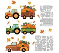 DELORIGIN Pumpkin Truck Cutting Dies Autumn Card Making Die Stencil Scrapbooking Embossing Carbon Steel Template Dies for Greeting Cards Craft Album Thanksgiving Halloween Invitation Decor
