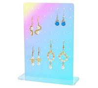 DELORIGIN Rainbow Color Acrylic Earring Display Stand, 72 Holes Earrings Organizer Jewelry Display Rack Detachable Earring Holder for Selling Retail Boutique Earring Display, 0.71x0.56 inch