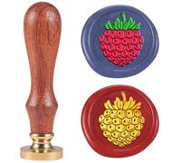 DELORIGIN Raspberry Berry Wax Seal Stamp 1" Vintage Fruit Sealing Stamps Removable Brass Head Seal Stamp with Wooden Handle for Envelope Greeting Card Birthdays Invitations Wine Gift Wrapping