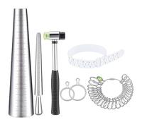 DELORIGIN Ring Bracelet Sizer Measuring Tool Set Rings Gauges with Finger Sizer Mandrel Ring Sizer Tools Jewelry Sizing Measuring with Ring Mandrel, Bracelet Mandrel, Rubber Mallet Hammer, Sizers