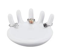 DELORIGIN Ring Holder Display Stand, Resin Finger Ring Organizer Jewelry Display Tray Hand Jewelry Stand Trinket Dish for Jewelry Women Boutique Retail Merchant Personal Exhibition Home Decor, White