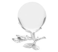 DELORIGIN Rose Shaped Crystal Ball Display Stand, Metal Display Holder Crystal Sphere Stand Flower Shaped Ball Holder for Collections Figurines Gemstones Home Office Decoration, Silver
