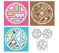DELORIGIN Round Splicing Frames Cutting Dies Card Making Die Borders Stencil Carbon Steel Die Cuts Card Scrapbooking Embossing Template Metal Dies for Cards Craft Paper Album Invitation Background