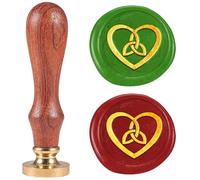 DELORIGIN Rune Bound Knot Heart Wax Seal Stamp 1" Vintage Sealing Stamps Removable Brass Head Seal Stamp with Wooden Handle for Envelope Greeting Card Wedding Halloween Invitations Wrapping