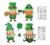 DELORIGIN Saint Patrick Dwarf Dies Cuts Carbon Steel Cutting Dies Card Making Stencils Template for DIY Embossing Scrapbooking Craft Paper Saint Patrick's Day Greeting Card Gift Album Paper Decor