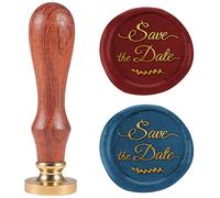 DELORIGIN "Save the Date" Wax Seal Stamp 1" Retro Word Sealing Stamps Removable Brass Head Seal Stamp with Wooden Handle Sealing Wax for Envelope Card Letter Wedding Invitations Gift Wrapping Decor