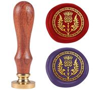 DELORIGIN Scottish Thistle 1" Wax Seal Stamp Retro Sealing Stamps Removable Brass Head Seal Stamp with Wooden Handle Sealing Wax for Envelope Greeting Letter Wedding Invitations Gift Wrapping Decor