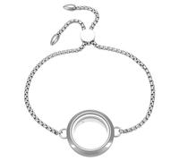 DELORIGIN Silver Floating Locket Bracelet Stainless Steel Memory Locket Bracelet Picture Memory Charms Memorial Jewelry for Women Men Photo Frame Pendant Ashes Hair Gemstones Keepsake