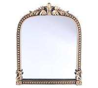 DELORIGIN Small Vintage Vanity Mirror 8.6 X 10.6 Inches Gold Desk Mirror Antique Room Table Makeup Mirrors with Stand and Hook Mirrors for Home Bedroom Desk Wall Vintage Decorations