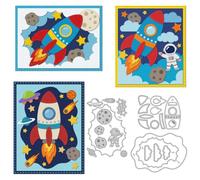 DELORIGIN Space Rockets Metal Cutting Dies Astronauts Die Cuts Carbon Steel Stencils Scrapbooking Embossing Template Dies for Science Card Making Greeting Invitation DIY Craft Album Decor