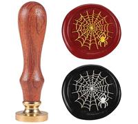 DELORIGIN Spider Web Wax Sealing Stamp Vintage Compass Brass Halloween Wax Stamp Kit with Wooden Handle for Party Invitations Wine Packages Envelopes Gift Wrapping Cards Decoration