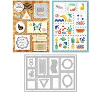DELORIGIN Stamp Frame Die Cuts for Card Making, Regular Form Carbon Steel Die Cuts Cutting Dies Frame Stencils Scrapbooking Embossing Template Dies for Crafting Photo Album Embossing Invitation