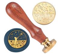 DELORIGIN Star Cat 1" Wax Seal Stamp Vintage Sealing Stamps Removable Brass Head Seal Stamp with Wooden Handle Sealing Wax for Envelope Card Letter Wedding Invitations Gift Wrapping Decor