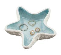 DELORIGIN Starfish Jewelry Dish Tray Ceramic Jewelry Dish Ring Holder Trinket Dish Candy Dish Small Key Bowl for Birthday Home Party Decor Ocean Art Gift for Women Housewarming Present