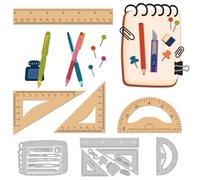 DELORIGIN Stationery Ruler Pens Cutting Dies Card Making Metal Die Cut Stencils Scrapbooking Embossing Template Dies Supplies for DIY Paper Invitation Craft Photo Albums Gift Greeting Card Decor