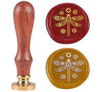 DELORIGIN Steampunk Dragonfly Wax Seal Stamp 25mm Vintage Insect Sealing Stamps Removable Brass Head Seal Stamp with Wooden Handle for Envelope Greeting Card Wedding Invitations Wine Gift Wrapping