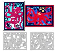 DELORIGIN Steampunk Octopus Cutting Dies Card Making Die Cut Octopus Frame Carbon Steel Die Cuts Stencils Card Scrapbooking Embossing Template Dies for DIY Craft Paper Album Gift Decor