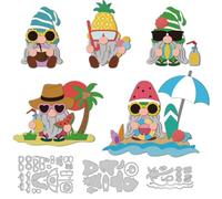 DELORIGIN Summer Beach Gnome Die Cuts for Card Making, Seaside Carbon Steel Cutting Dies 2025 Coconut Tree Scrapbooking Embossing Template Dies for Vacation Party Greeting Paper Card Photo Album