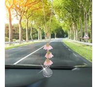 DELORIGIN Sun Catcher Car Accessories Crystals Pink Lily of The Valley Car Hanging Ornament Flower View Mirror Car Charm Lanyards Beaded Decor Pendent for Window Car Home Door Frame Balcony