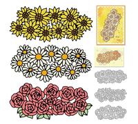 DELORIGIN Sunflowers Daisies Roses Cutting Dies Flowers Card Making Die Cut Carbon Steel Die Cuts Stencils Blessing Card Scrapbooking Embossing Template Dies for Birthday Greeting Cards Album Decor