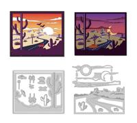 DELORIGIN Sunset Night Sky Cutting Dies Card Making Highway Desert Trip Cut Stencil Carbon Steel Die Cuts Card Scrapbooking Embossing Template for Cards Paper Craft Making Album Invitation Gift Decor