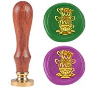 DELORIGIN Tea Cup Wax Seal Stamp Vintage Coffee Cups Sealing Stamps 1" Removable Brass Head Seal Stamp with Wooden Handle for Envelope Greeting Card Letters Wedding Invitations Gift Wrapping