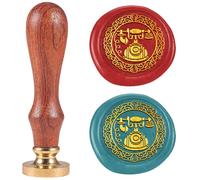 DELORIGIN Telephone Wax Seal Stamp 1" Detachable Brass Head Wooden Handle Letter Sealing Wax Stamp Vintage Wax Stamp for Envelopes Party Invitations Gift Wrap Decoration