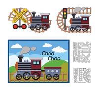 DELORIGIN Trains and Tracks Die Cuts, Carbon Steel Die Cuts Cutting Dies Novelty Stencils Scrapbooking Embossing Frame Template Dies for Gift Party Greeting Photo Album Paper Craft Decor