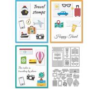 DELORIGIN Travel Stamps Cutting Dies Journey Related Dies Cut Metal Die Cuts Embossing Stencils Template Dies for Card Making Decoration DIY Scrapbooking Photo Trip Album Paper Crafts Card Supplies