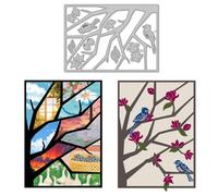 DELORIGIN Tree Background Bird Die Cuts for Card Making, Carbon Steel Die Cuts Flower Cutting Dies Frame Stencils Scrapbooking Embossing Template Dies for Crafting Photo Album Embossing Invitation