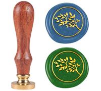 DELORIGIN Tree Branch Wax Seal Stamp 1" Removable Brass Seal Head with Wooden Handle Vintage Embossed Letter Sealing Wax Stamp for Festival Invitations Party Envelope Gift Packag Decorate