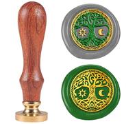 DELORIGIN Tree of Life Wax Seal Stamp Removable 1" Brass Sealing Wax Stamp Head with Wooden Handle Vintage Embossed Stamp for Envelope Greeting Card Letter Wedding Invitations Wine Gift Wrapping Decor