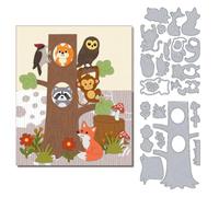 DELORIGIN Trees Animals Cutting Dies Forest Card Making Die Stencil Carbon Steel Die Cuts Card Scrapbooking Embossing Template Dies for Christmas Greeting Cards Craft Album Invitation Decor